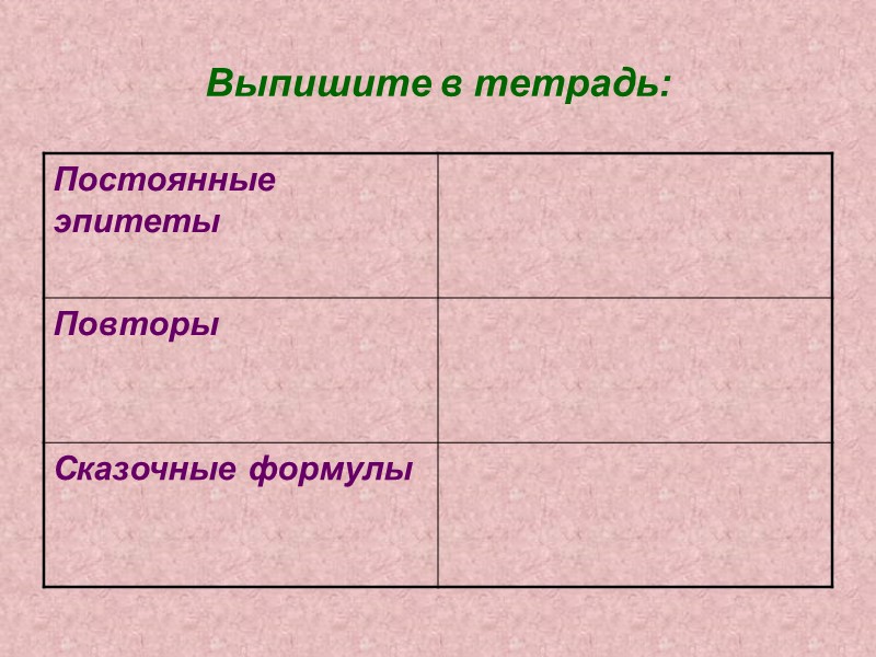 Выпишите в тетрадь: